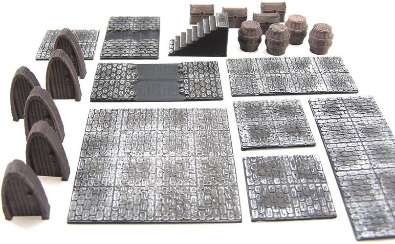 3D Printed Modular Dungeon Tiles Core Set by Dutchmogul