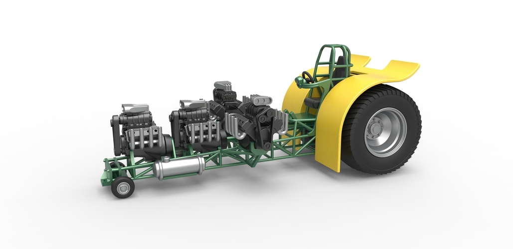 Pulling tractor with 4 engines V8 Version 4 1:25 3D Print 487845