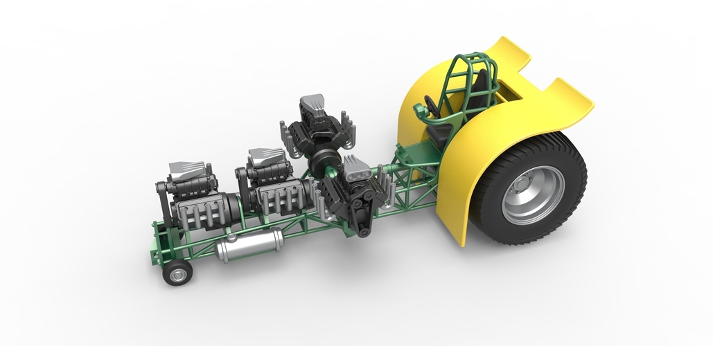 Pulling tractor with 4 engines V8 Version 4 1:25 3D Print 487846