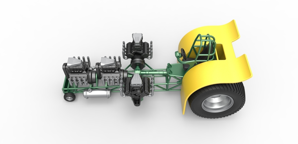 Pulling tractor with 4 engines V8 Version 4 1:25 3D Print 487853