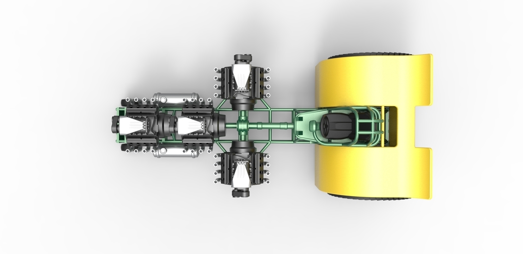 Pulling tractor with 4 engines V8 Version 4 1:25 3D Print 487854