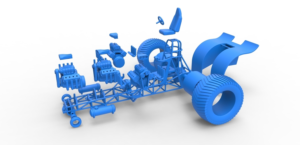 Pulling tractor with 4 engines V8 Version 4 1:25 3D Print 487859