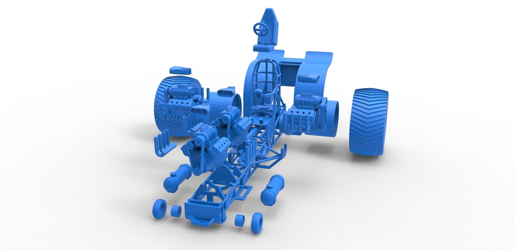 Pulling tractor with 4 engines V8 Version 4 1:25 3D Print 487862