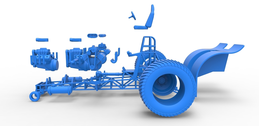 Pulling tractor with 4 engines V8 Version 4 1:25 3D Print 487863