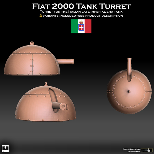 Fiat 2000 Tank Turret 3D Print 487871