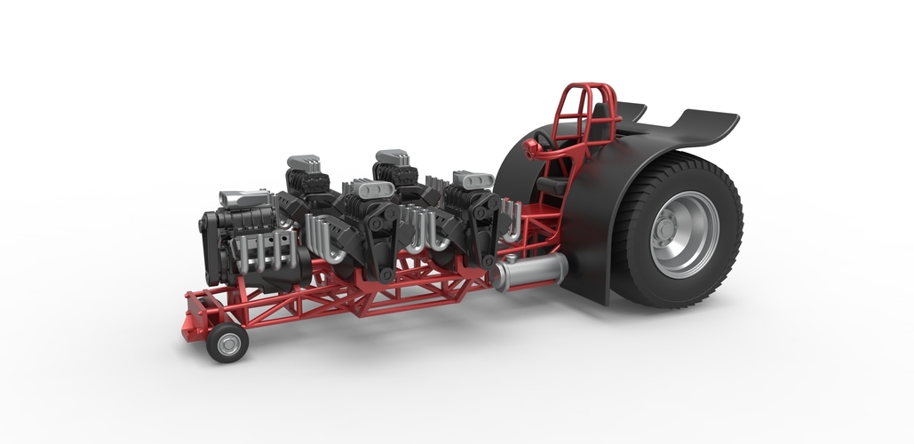 Diecast Pulling tractor with 5 engines V8 Version 2 Scale 1:25 3D Print 487949