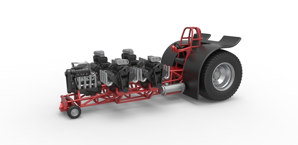 Pulling tractor with 5 engines V8 Version 2 Scale 1:25 3D Print 487949