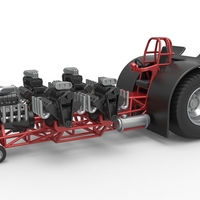 Small Pulling tractor with 5 engines V8 Version 2 Scale 1:25 3D Printing 487949