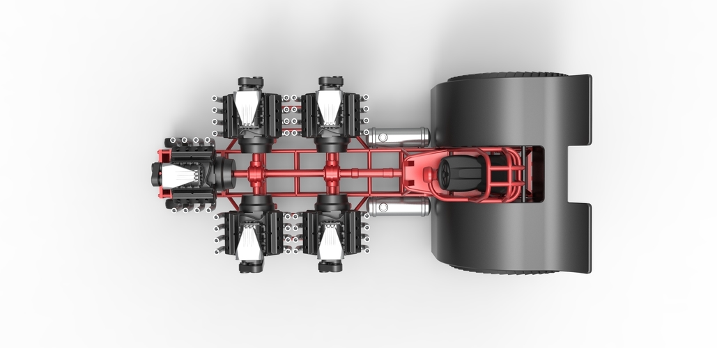 Pulling tractor with 5 engines V8 Version 2 Scale 1:25 3D Print 487958