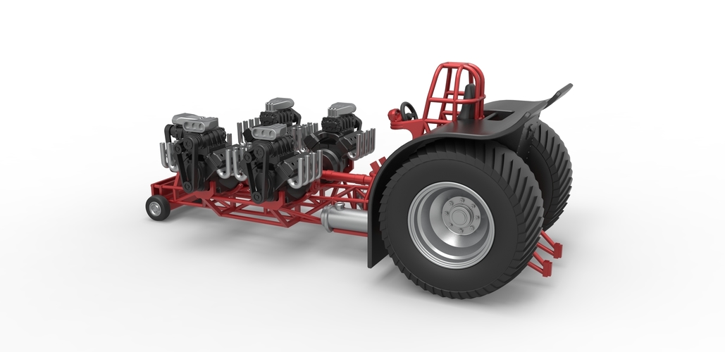 Diecast Pulling tractor with 5 engines V8 Version 2 Scale 1:25 3D Print 487959