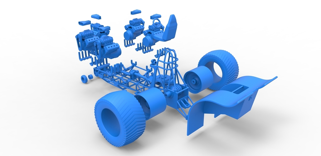 Pulling tractor with 5 engines V8 Version 2 Scale 1:25 3D Print 487968