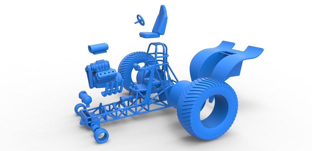 Diecast fun short Super modified Pulling tractor 1:25 3D Print 488004