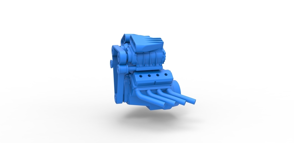 Diecast engine V8 double supercharger Version 3 Scale 1:25 3D Print 489275