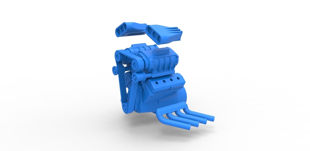 Diecast engine V8 double supercharger Version 3 Scale 1:25 3D Print 489281