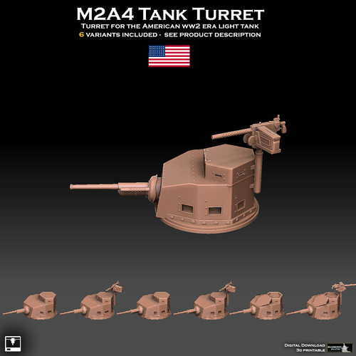 M2A4 Tank Turret 3D Print 489355