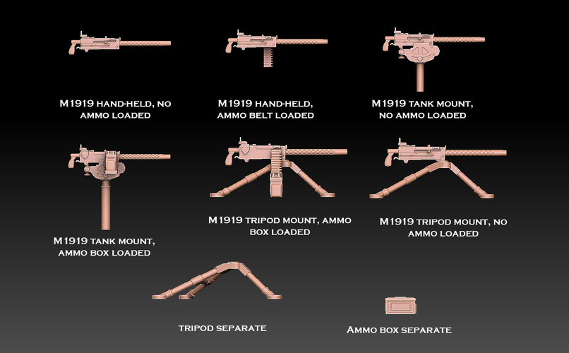 M1919 Browning 30 cal Machine Gun 3D Print 489432