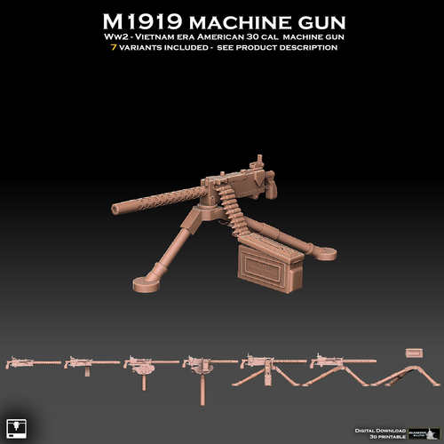 M1919 Browning 30 cal Machine Gun 3D Print 489437