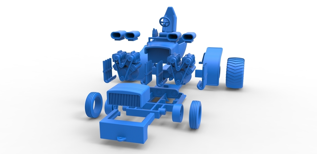 Pulling truck 2wd Hot rod 2 V8 Version 2 Scale 1:25 3D Print 489482