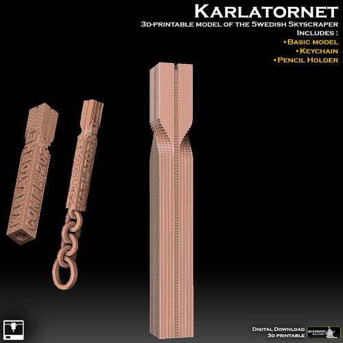 Karlatornet Model Keychain And Pencil Holder Merchandise 3D Print 490128