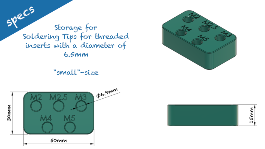 storage block for soldering tips for threaded inserts  3D Print 490443