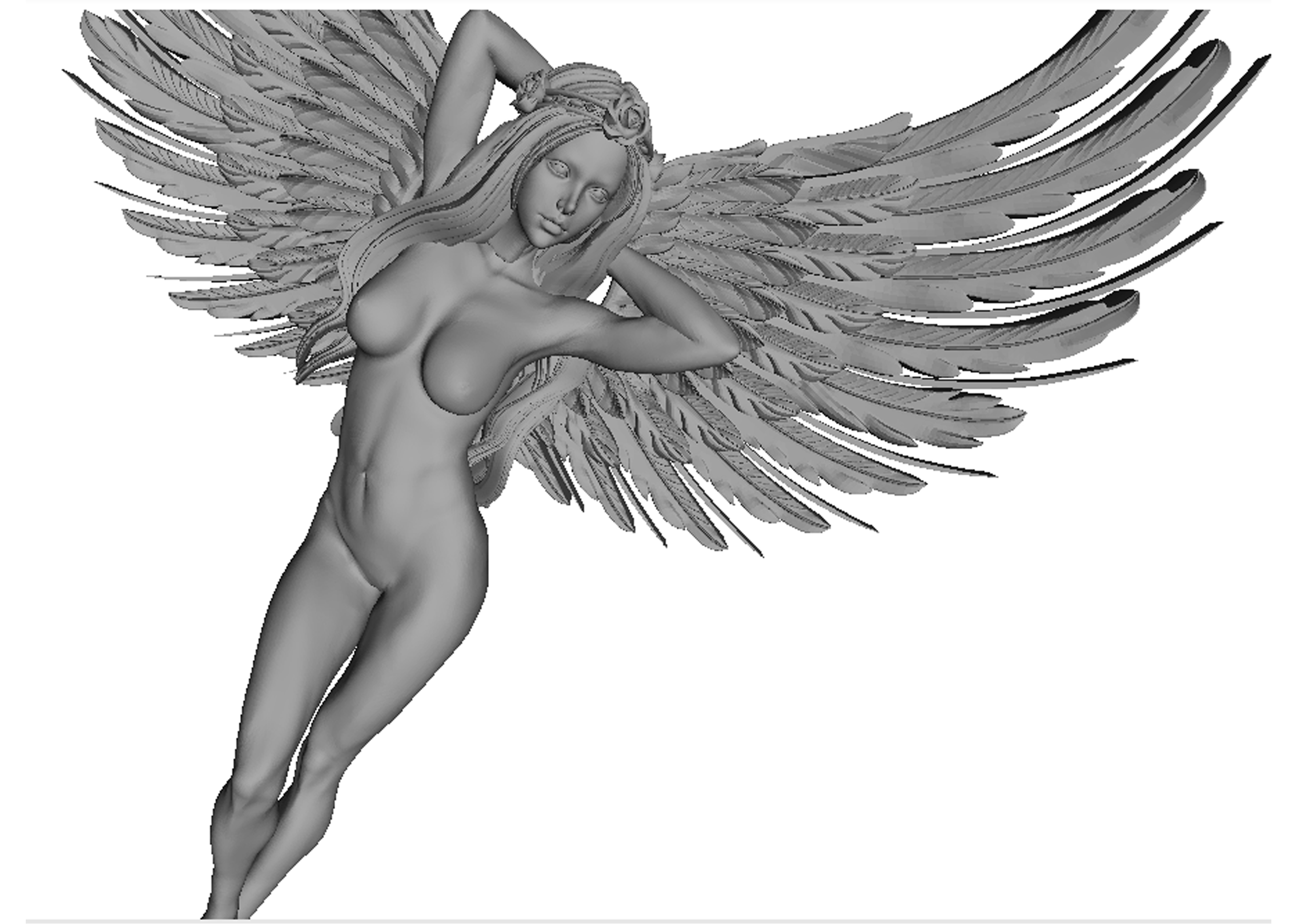 ANGEL GIRL NAKED WINGS 3D PRINT STATUE MODEL @ Pinshape