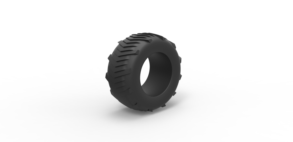 Diecast pulling tractor rear tire 4 Scale 1:25 3D Print 492019