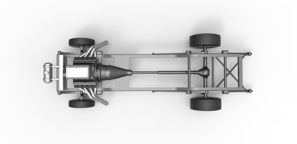 Diecast Chassis of Gasser Scale 1:25 3D Print 492210