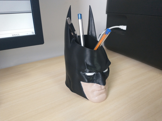 STL file Batman Logo Pen Holder - 2-Color 3D Printed Desk Organizer 🖊️・3D  printing model to download・Cults