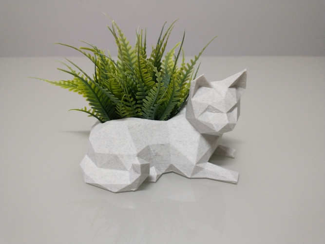 Low Poly Cat vase/planter 3D Print 492669