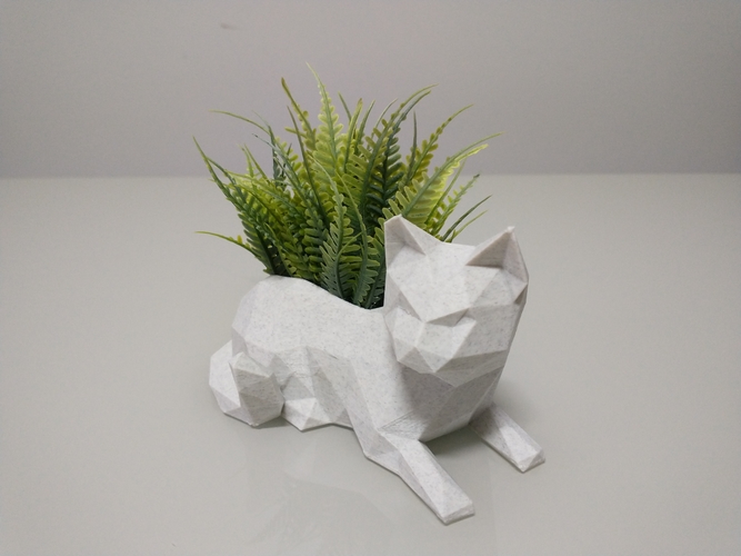 Low Poly Cat vase/planter 3D Print 492671