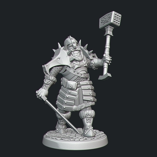 Dwarf Dragon Warrior Free Miniature 3D Print 493045