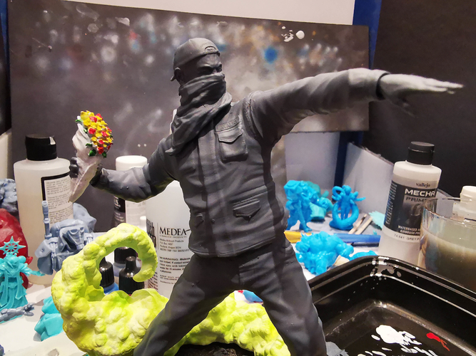 Bansky Rioter STL Statue 2022 Version 3D Print 493206
