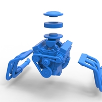 Diecast engine V8 for water pumper Sand buggy 1:25 - Thumbnail 14