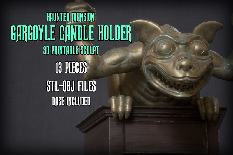 Haunted Mansion Gargoyle Candle Holder 3D printable sculpture