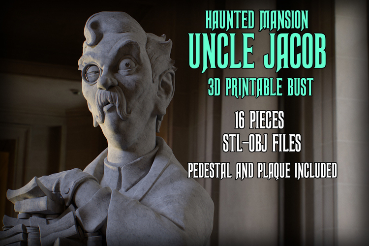 Haunted Mansion Uncle Jacob 3D Printable Bust DELUXE VERSION 3D Print 493432