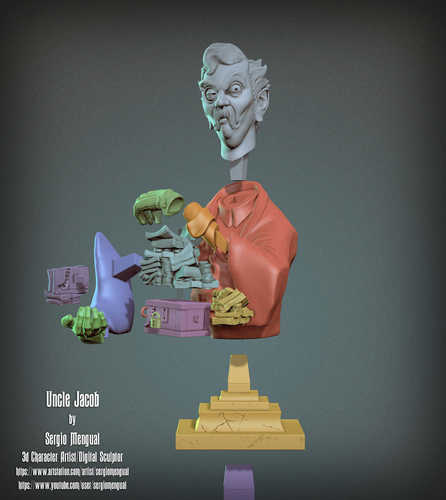 Haunted Mansion Uncle Jacob 3D Printable Bust DELUXE VERSION 3D Print 493442