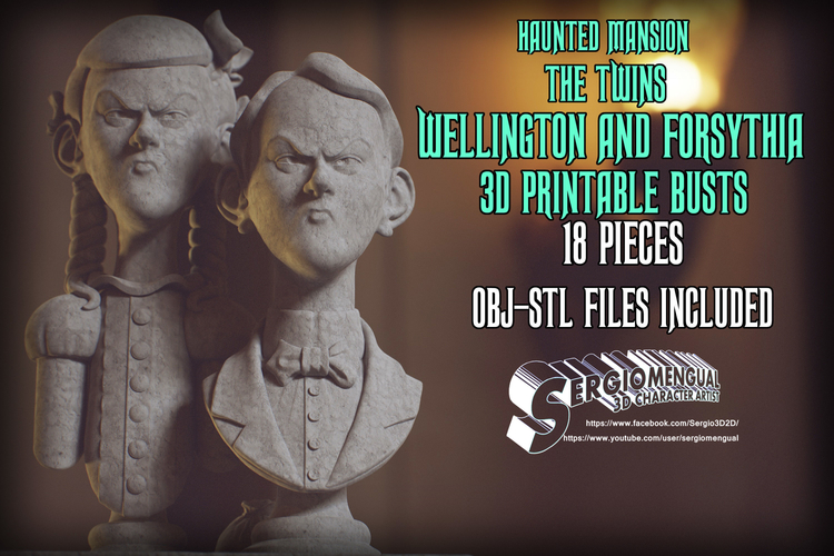 Haunted Mansion The Twins 3D Printable Busts 3D Print 493448