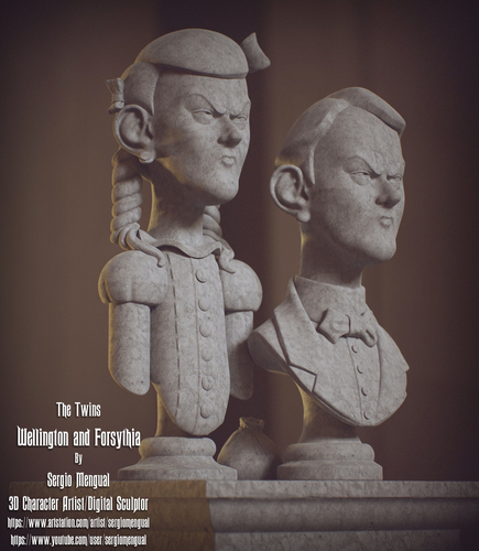 Haunted Mansion The Twins 3D Printable Busts 3D Print 493451