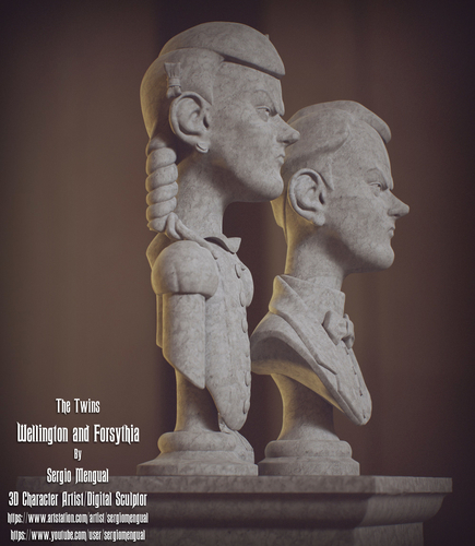 Haunted Mansion The Twins 3D Printable Busts 3D Print 493453