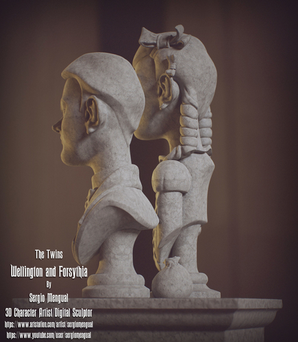 Haunted Mansion The Twins 3D Printable Busts 3D Print 493454