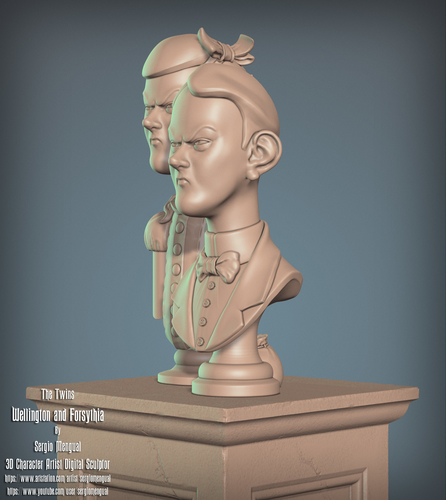 Haunted Mansion The Twins 3D Printable Busts 3D Print 493456