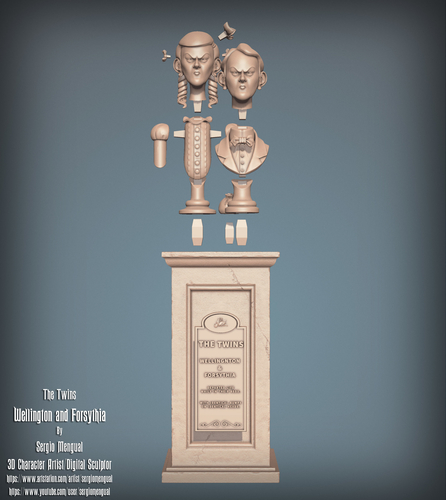 Haunted Mansion The Twins 3D Printable Busts 3D Print 493457