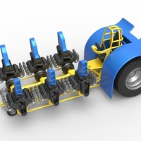 Pulling tractor with 6 engines V8 Scale 1:25 - Thumbnail 2