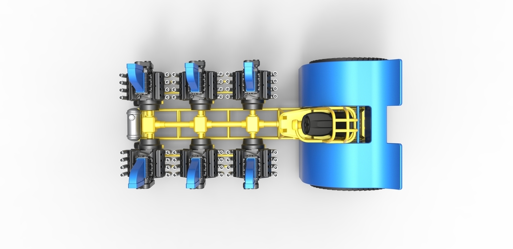 Diecast Pulling tractor with 6 engines V8 Scale 1:25 3D Print 493895