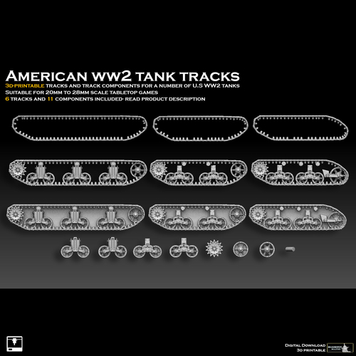 American WW2 Tank Tracks And Components 3D Print 493967