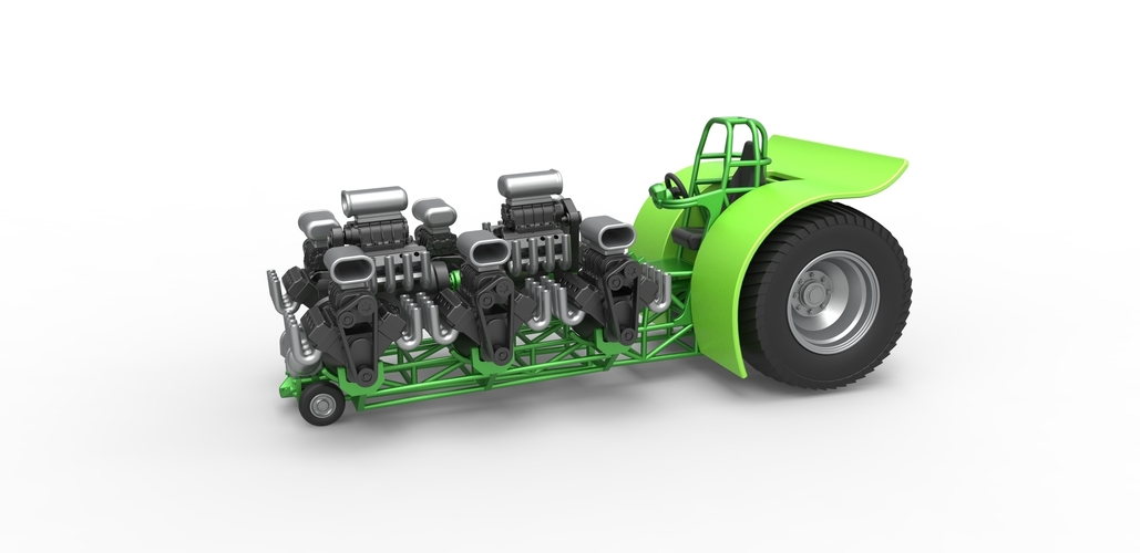 Pulling tractor with 8 engines V8 Scale 1:25 3D Print 493977