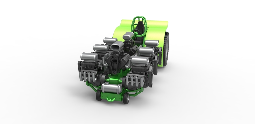 Pulling tractor with 8 engines V8 Scale 1:25 3D Print 493980