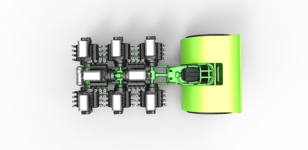 Pulling tractor with 8 engines V8 Scale 1:25 3D Print 493986