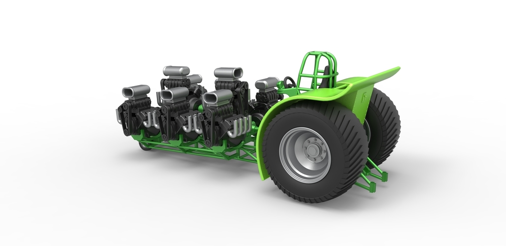 Pulling tractor with 8 engines V8 Scale 1:25 3D Print 493987