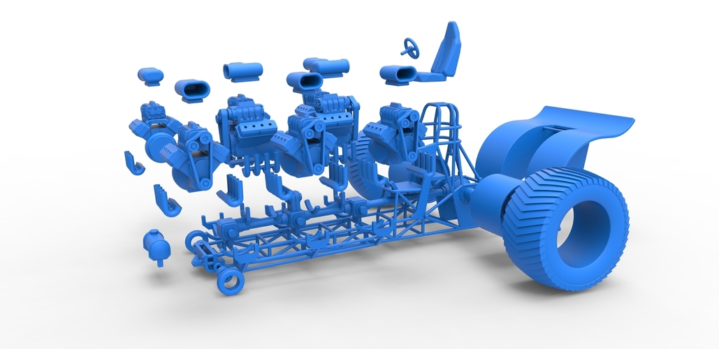 Pulling tractor with 8 engines V8 Scale 1:25 3D Print 493991